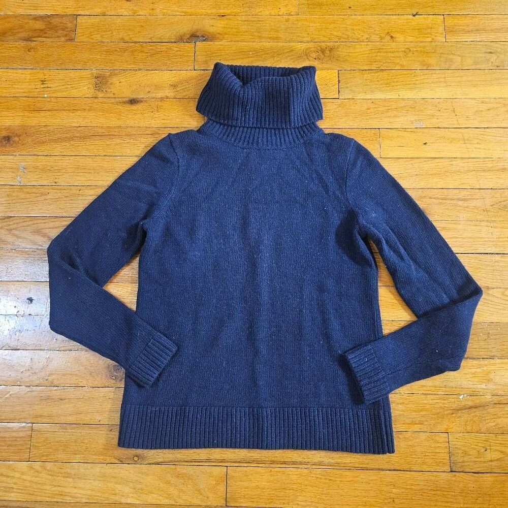 J Crew Navy Blue Merino Wool Blend Turtleneck Sweater XS